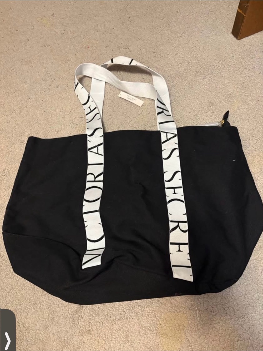Victoria's Secret Black Tote with White Branded Straps